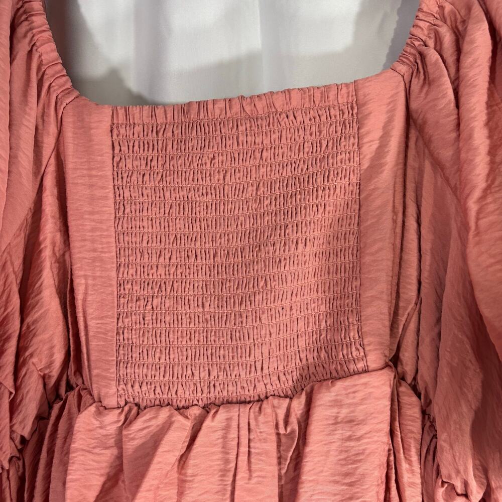 Torrid Ruched Pink Puff Sleeve Top Size 1 (14/16) Women’s Plus Size Blouse - Picture 9 of 9
